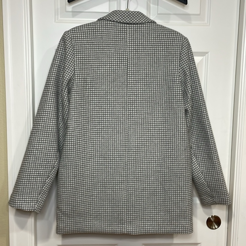 Abercrombie & Fitch Wool Blend Blazer Coat Medium Gray Houndstooth Single Breast - Picture 8 of 16